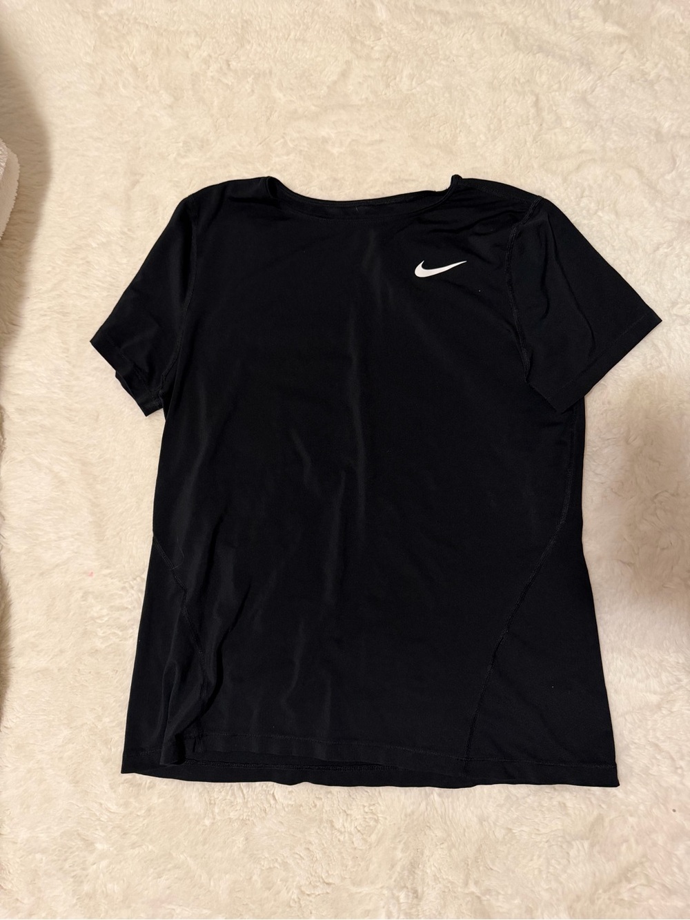 Nike Women’s Black Short Sleeve Performance Tee with White Swoosh